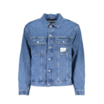 Calvin Klein Blu Cotton Men Jacket 1728,67403481248,Blue,Calvin Klein,Clothing,Denim Jackets - Jackets & Coats - Clothing,Jackets & Coats - Clothing,Men,New with tags,S