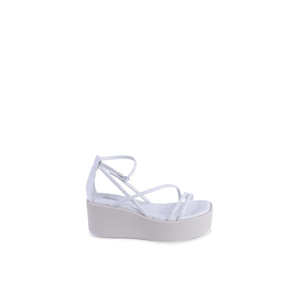 Calvin Klein White Leather Platform Sandals 1728,67400106144,Calvin Klein,IT38,IT40,New with tags,Platforms - Sandals - Shoes,Sandals - Shoes,Shoes,White,Women