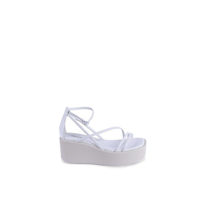 Calvin Klein White Leather Platform Sandals 1728,67400106144,Calvin Klein,IT38,IT40,New with tags,Platforms - Sandals - Shoes,Sandals - Shoes,Shoes,White,Women