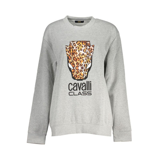 Cavalli Class Grigio Polyester Women Sweatshirt 1728,67403481248,Cavalli Class,Clothing,Gray,L,M,New with tags,S,Sweaters - Clothing,Sweatshirts - Sweaters - Clothing,Women,XL,XXL