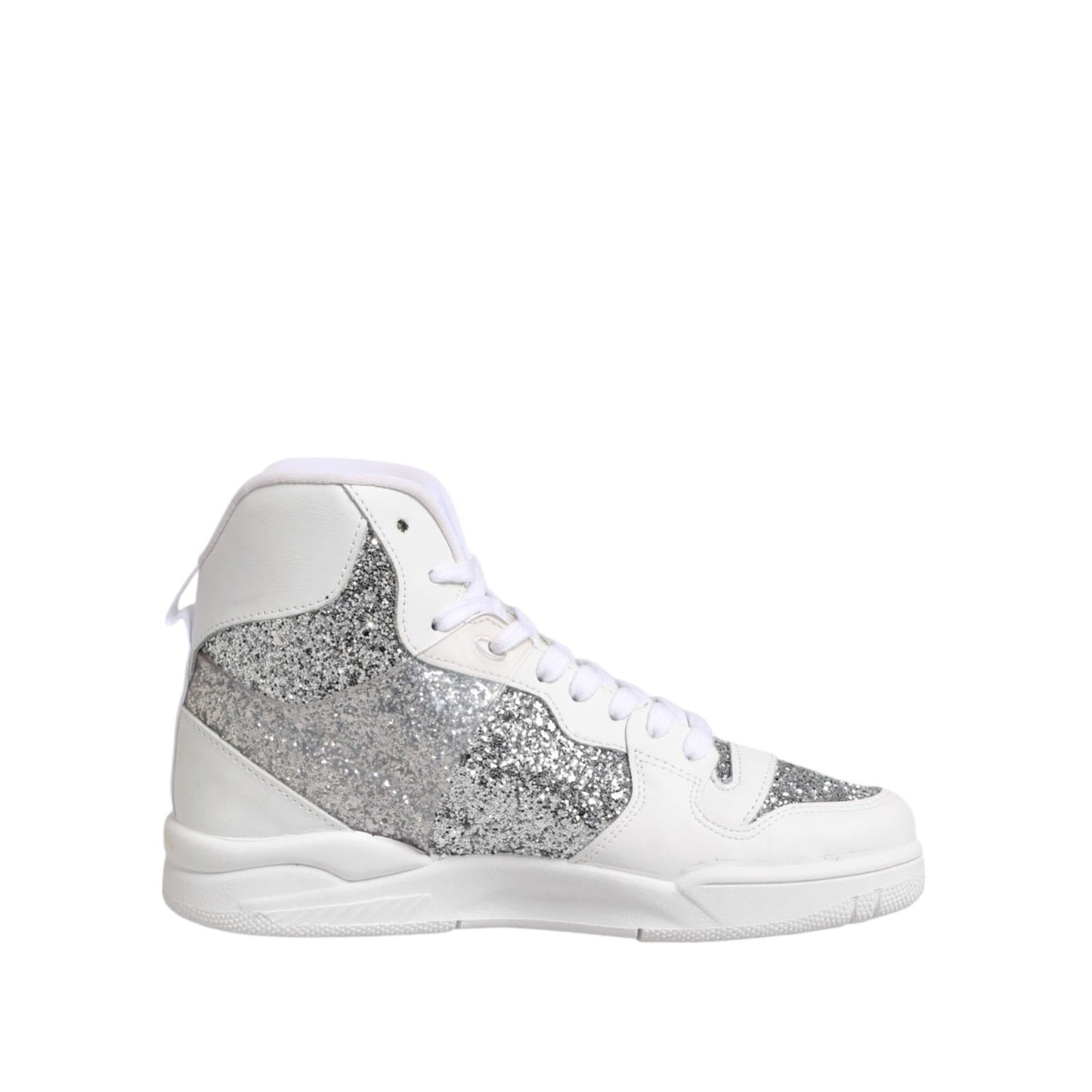 Chiara Ferragni White Silver High Top Women Sneakers Shoes