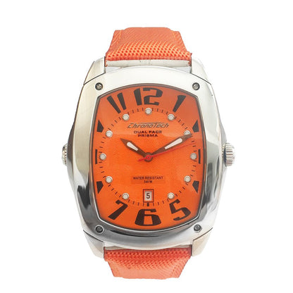 Chronotech Orange Leather Dress Watch Chronotech