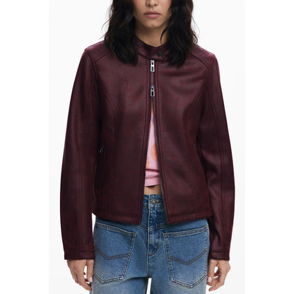 Desigual Red Polyester Women's Jacket 1728,67403481248,Clothing,Desigual,Jackets & Coats - Clothing,Leather Jackets - Jackets & Coats - Clothing,New with tags,Red,Women,XS