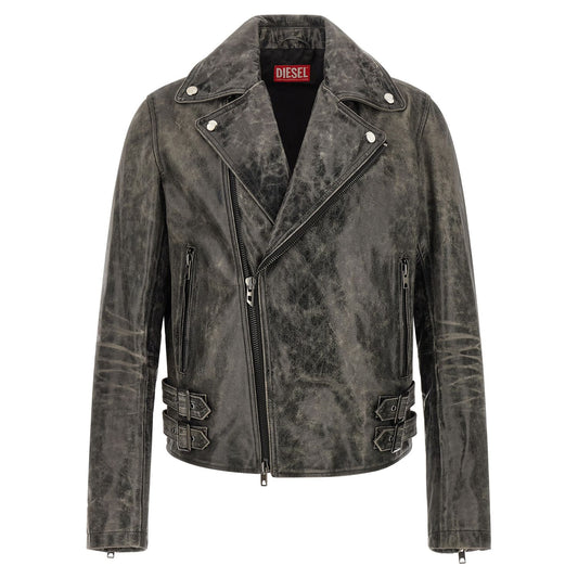 Diesel Gray Cowhide Leather Jacket