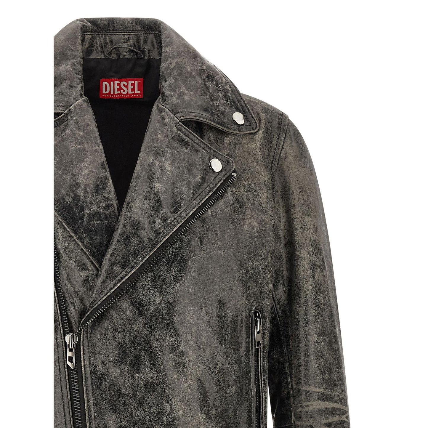 Diesel Gray Cowhide Leather Jacket