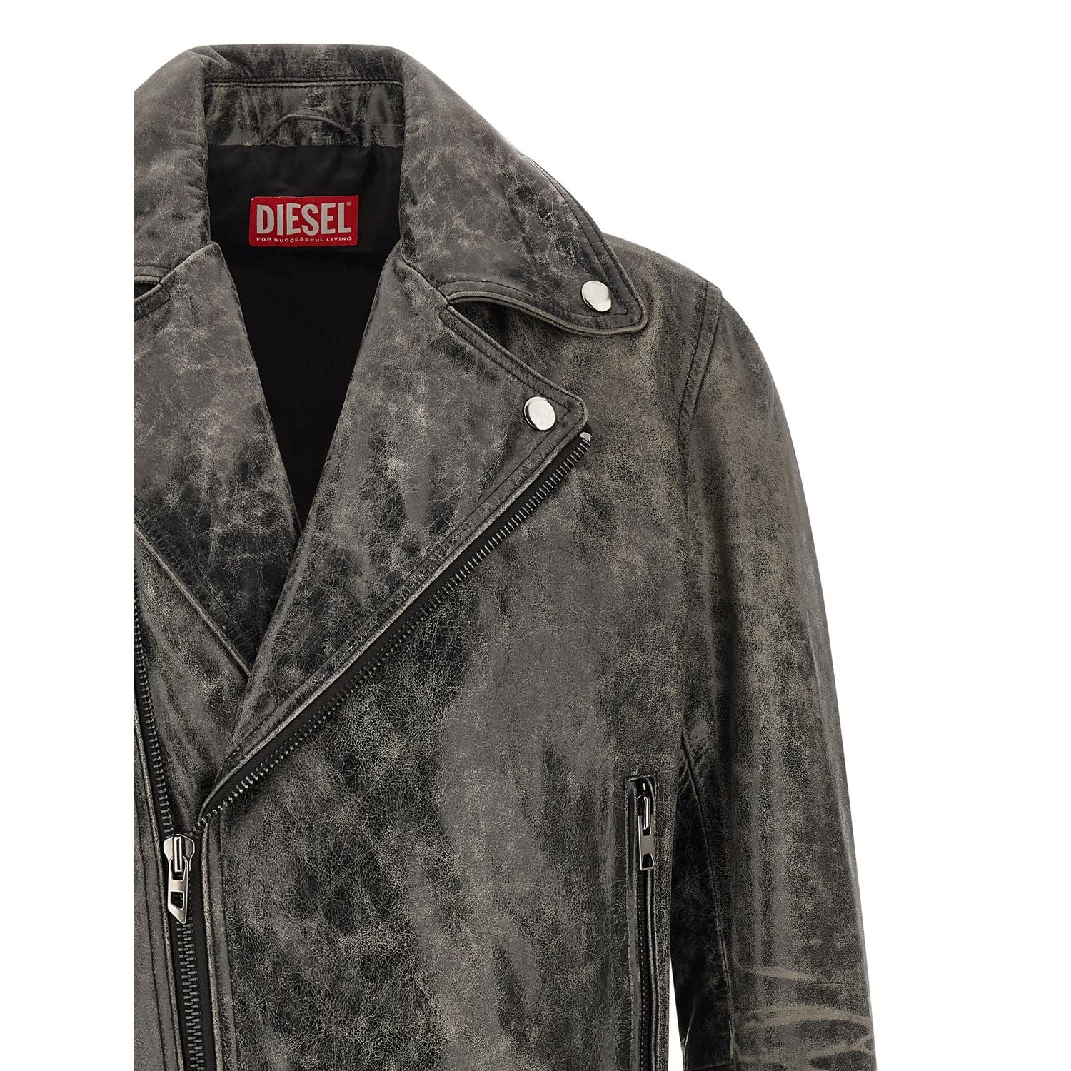 Diesel Gray Cowhide Leather Jacket