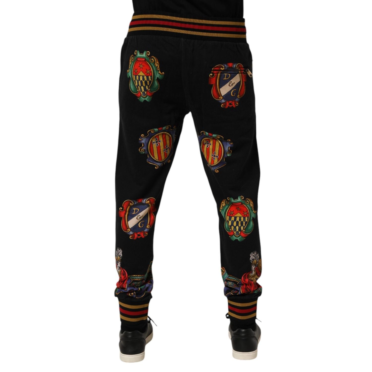 Dolce & Gabbana Black Baroque Crest Logo Men Trackpants Pants
