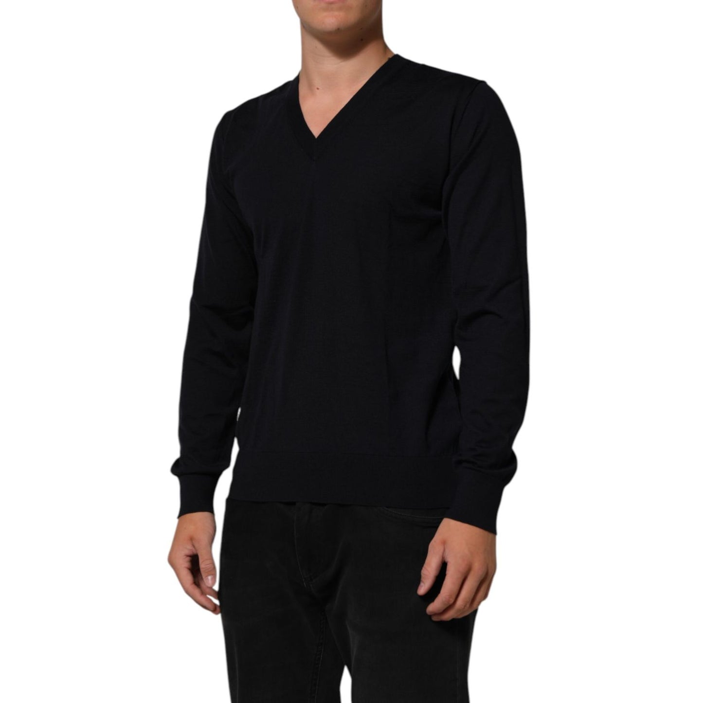 Dolce & Gabbana Black Cashmere Knit V-Neck Pullover Sweater Dolce & Gabbana