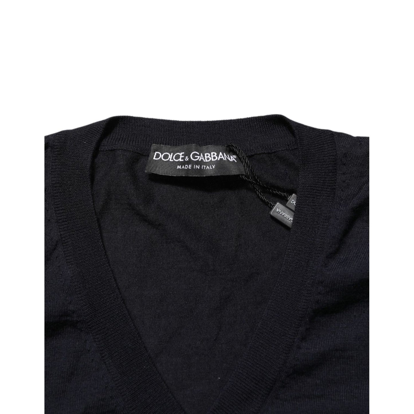 Dolce & Gabbana Black Cashmere Knit V-Neck Pullover Sweater Dolce & Gabbana