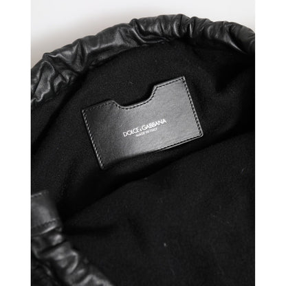 Dolce & Gabbana Black Cashmere Knitted Leather Shoulder Women Borse Bag