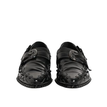 Dolce & Gabbana Black Embellished Dress Monk Strap Shoes