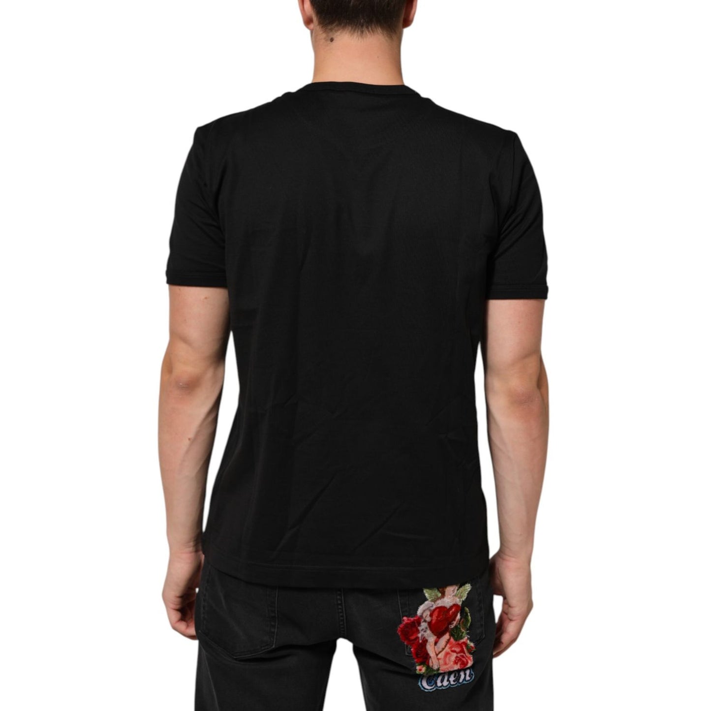 Dolce & Gabbana Black Goodluck 2021 Cotton Crew Neck T-shirt