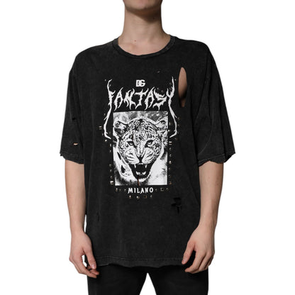 Dolce & Gabbana Black Graphic Print Cotton Crew Neck T-shirt Dolce & Gabbana