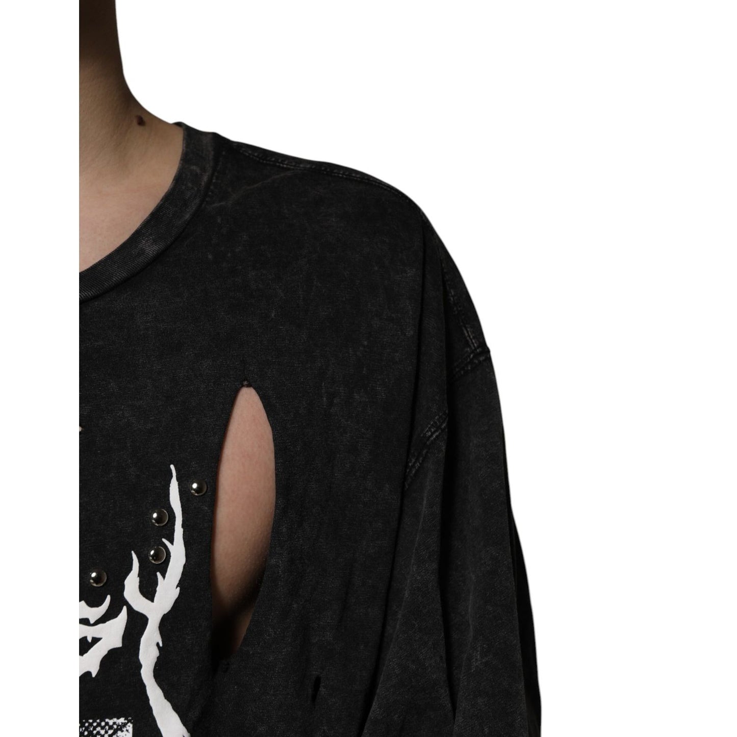 Dolce & Gabbana Black Graphic Print Cotton Crew Neck T-shirt Dolce & Gabbana