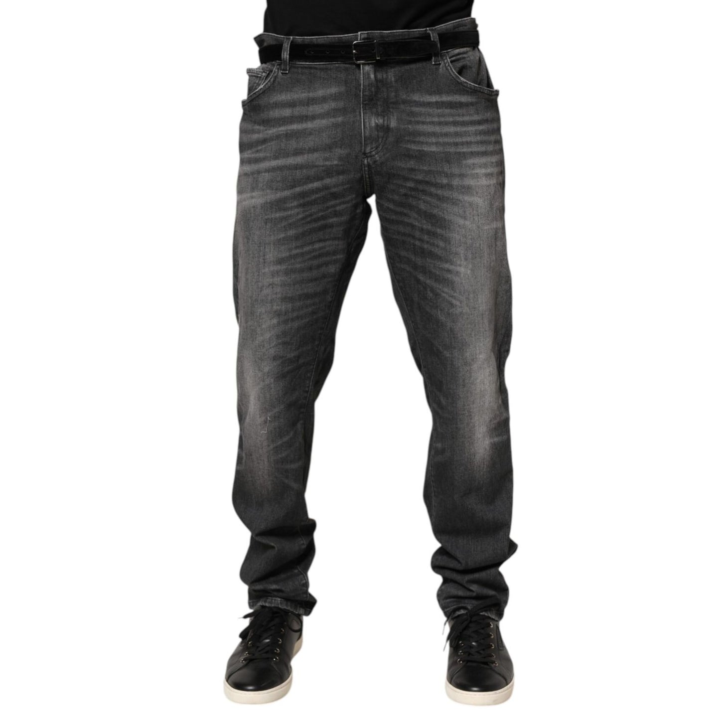 Dolce & Gabbana Black Gray Wash Slim Fit Straight Leg Denim Jeans Dolce & Gabbana