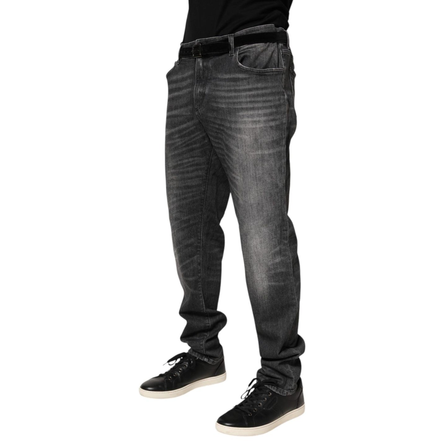 Dolce & Gabbana Black Gray Wash Slim Fit Straight Leg Denim Jeans Dolce & Gabbana