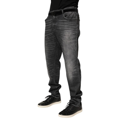 Dolce & Gabbana Black Gray Wash Slim Fit Straight Leg Denim Jeans Dolce & Gabbana