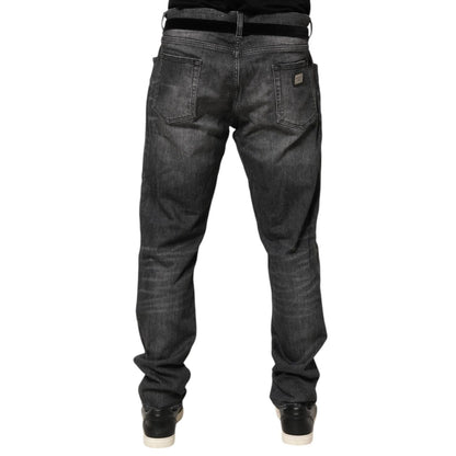 Dolce & Gabbana Black Gray Wash Slim Fit Straight Leg Denim Jeans Dolce & Gabbana