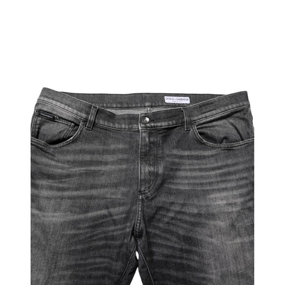 Dolce & Gabbana Black Gray Wash Slim Fit Straight Leg Denim Jeans Dolce & Gabbana