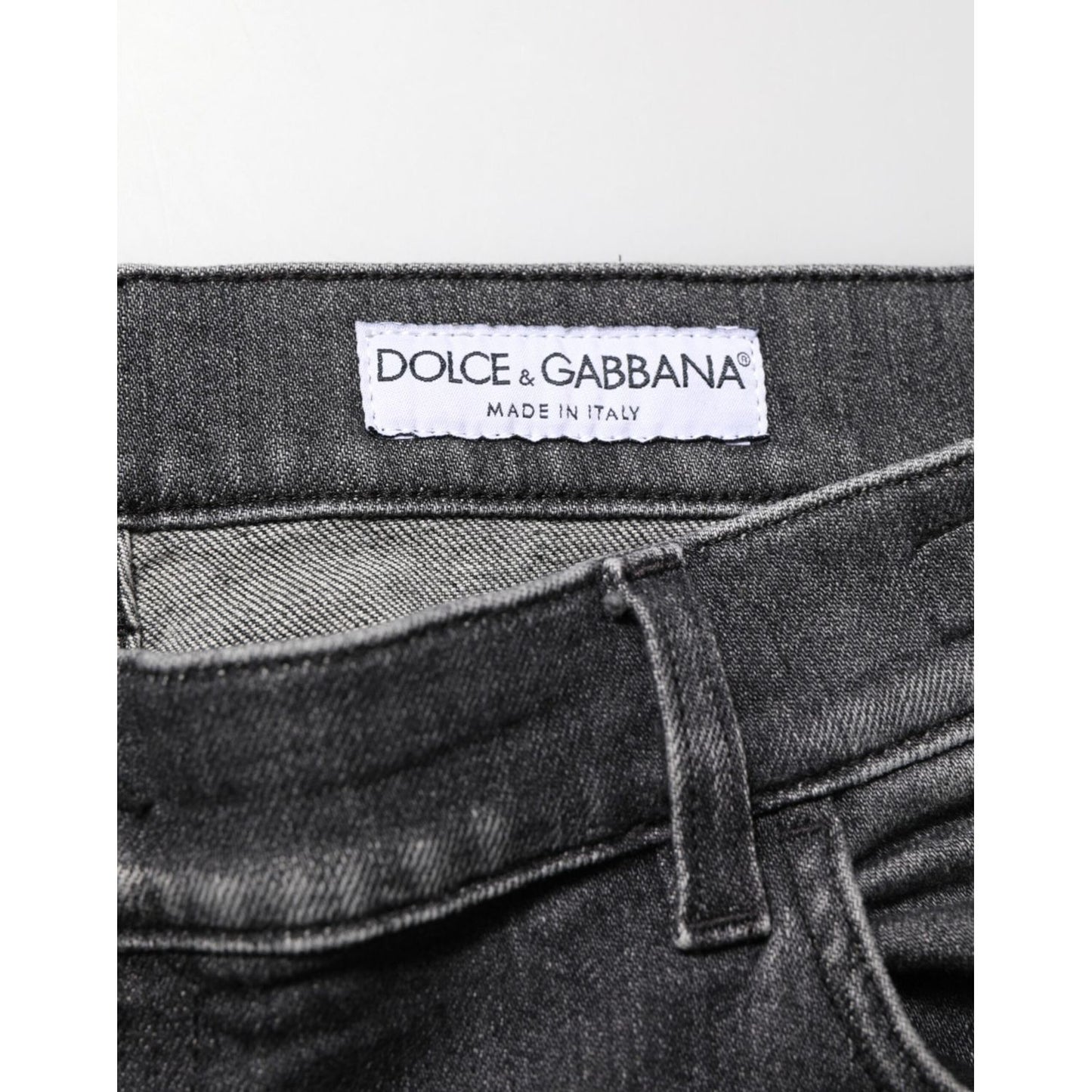 Dolce & Gabbana Black Gray Wash Slim Fit Straight Leg Denim Jeans Dolce & Gabbana