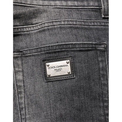 Dolce & Gabbana Black Gray Wash Slim Fit Straight Leg Denim Jeans Dolce & Gabbana