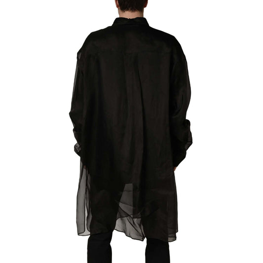 Dolce & Gabbana Black Ruffle Detail Semi Sheer Shirt Jacket