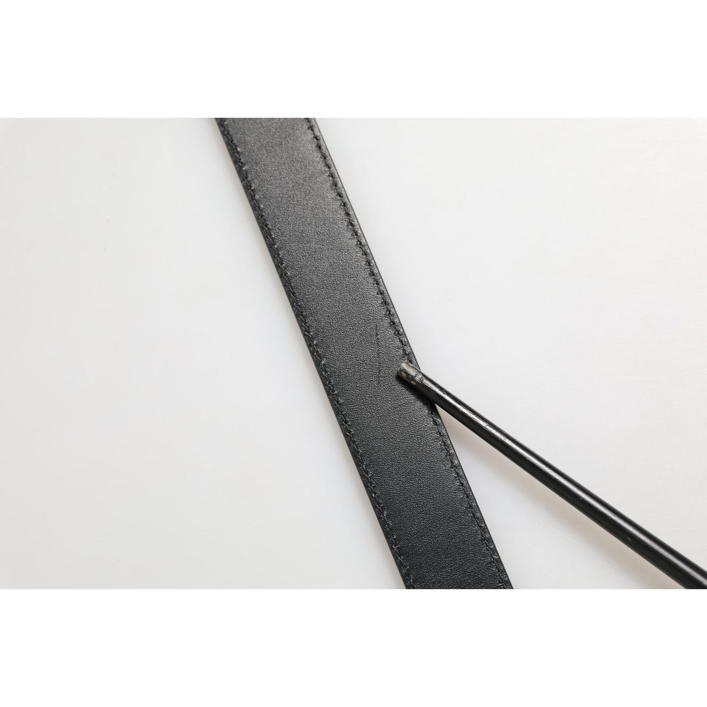 Dolce & Gabbana Black Textured Leather Silver Metal Buckle Men Belt Dolce & Gabbana