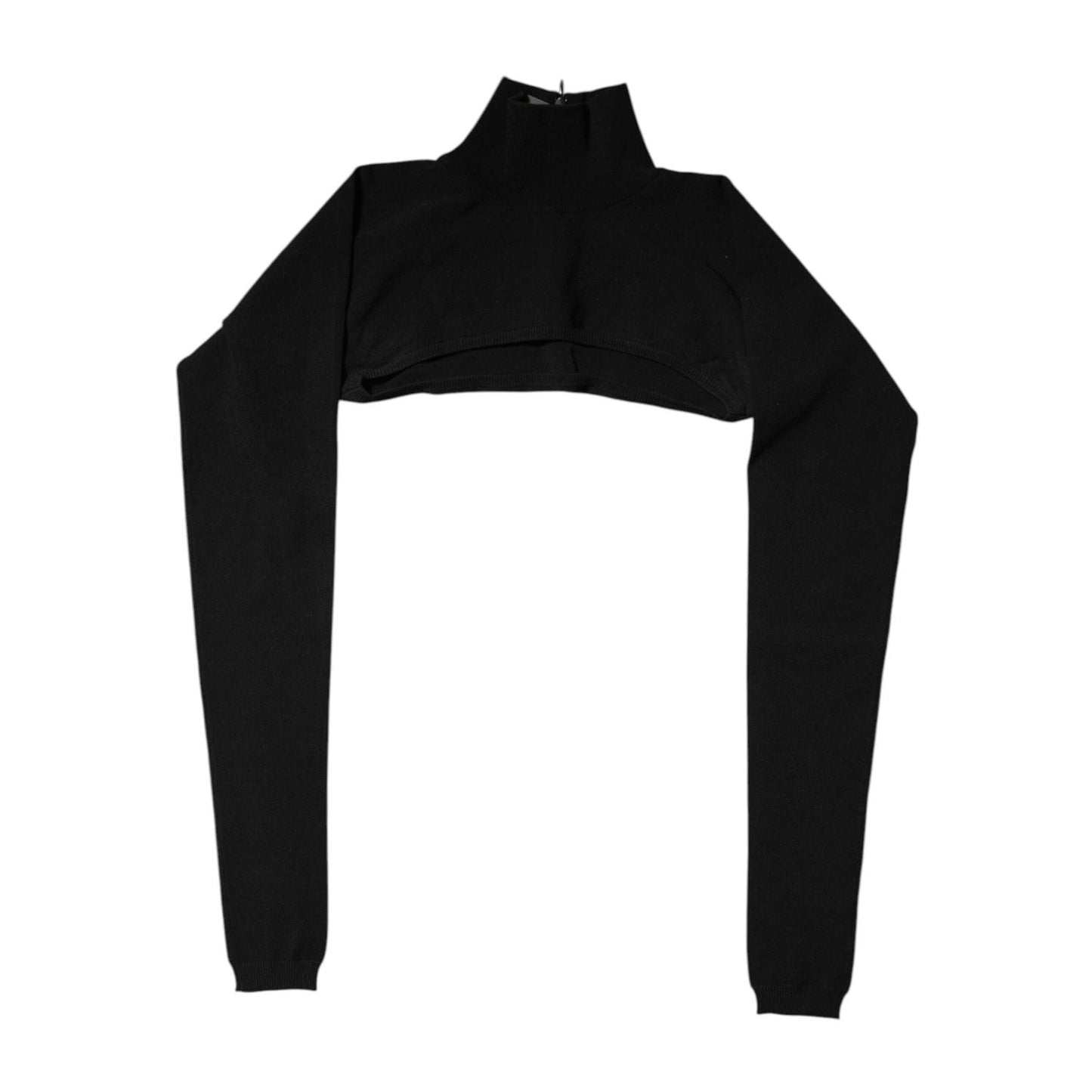 Dolce & Gabbana Black Viscose Turtle Neck Crop Pullover Top