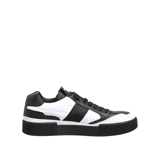 Dolce & Gabbana Black White Leather MIAMI Low Top Sneakers Shoes