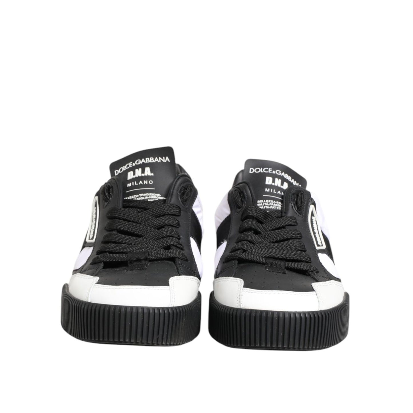 Dolce & Gabbana Black White Leather MIAMI Low Top Sneakers Shoes Dolce & Gabbana