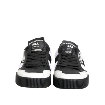 Dolce & Gabbana Black White Leather MIAMI Low Top Sneakers Shoes Dolce & Gabbana