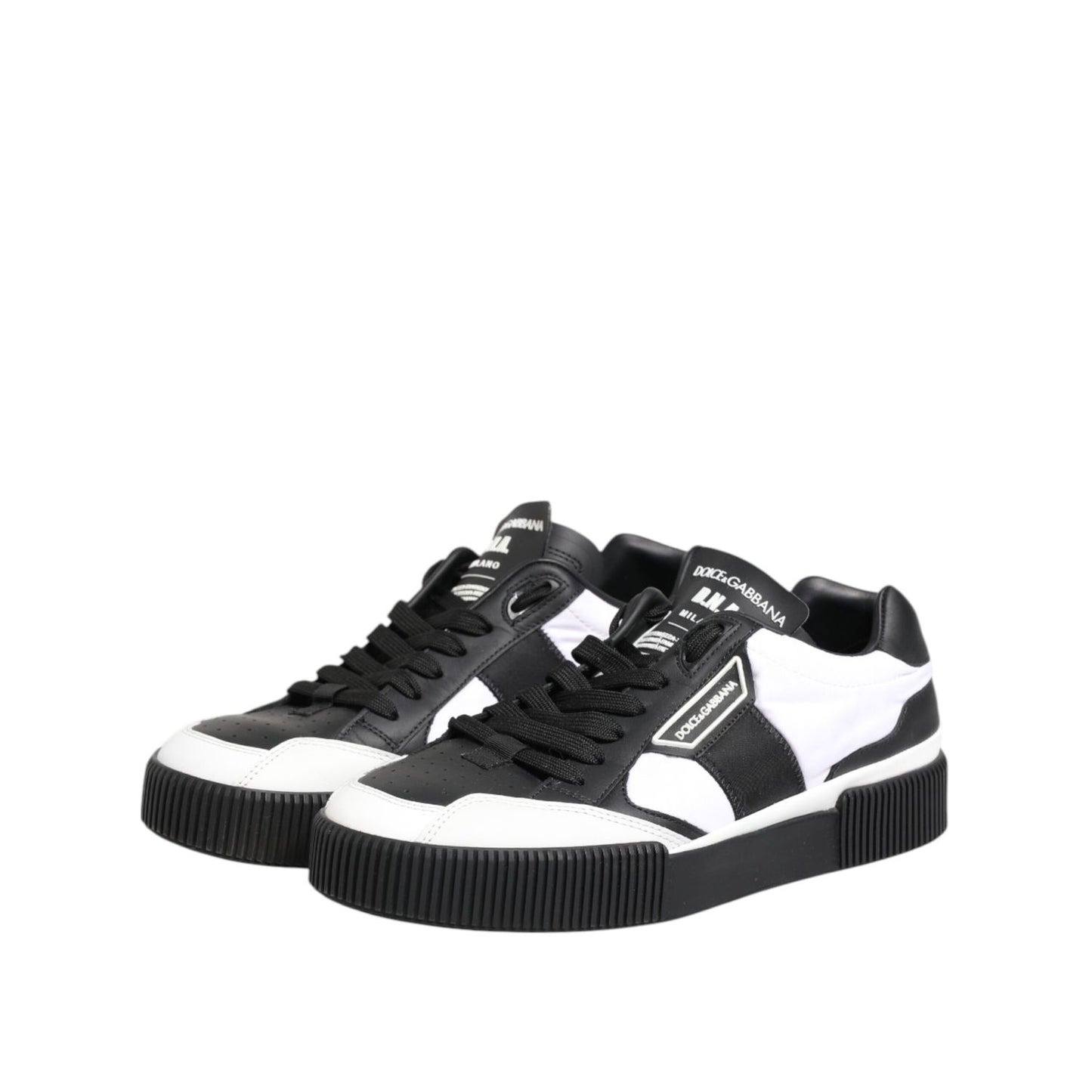 Dolce & Gabbana Black White Leather MIAMI Low Top Sneakers Shoes Dolce & Gabbana