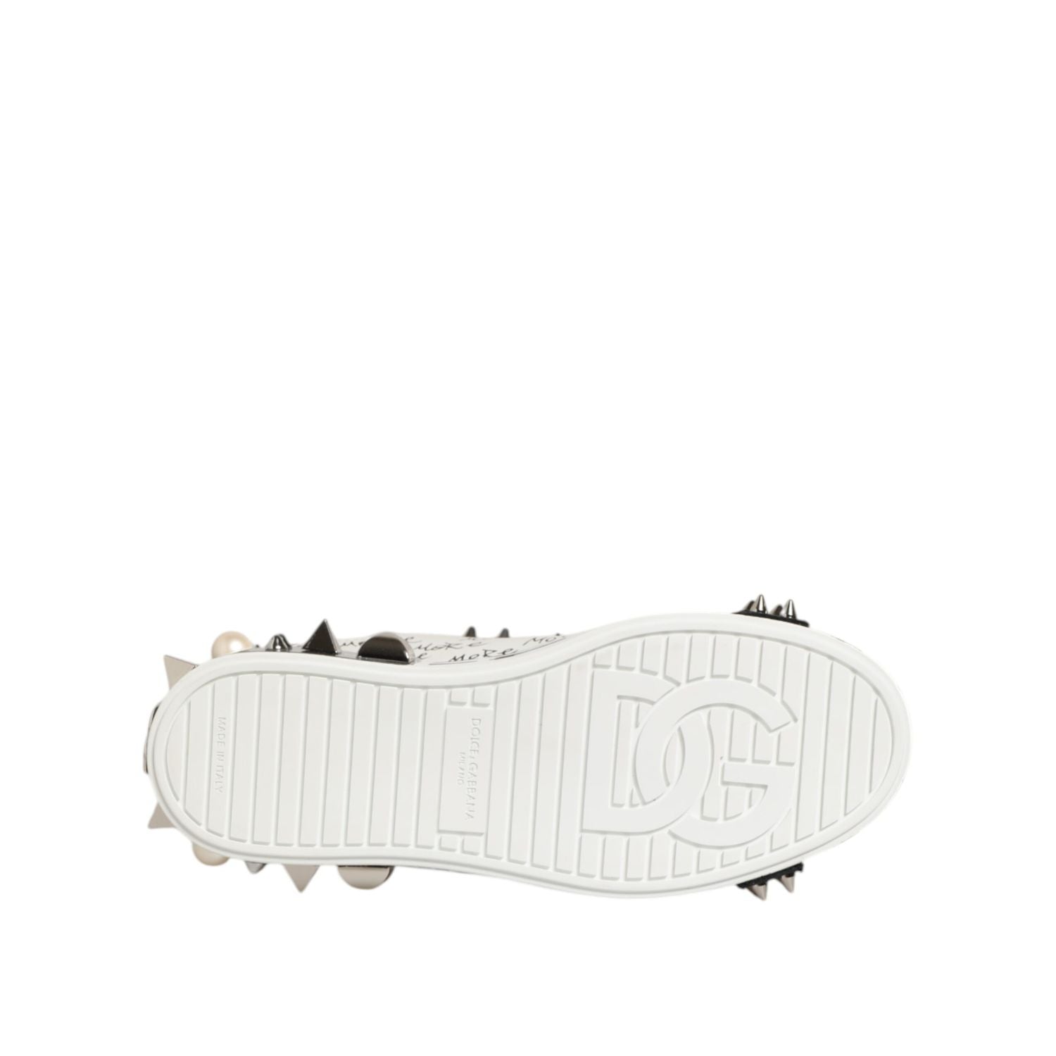Dolce & Gabbana Black White Studded Low Top Sneakers Shoes