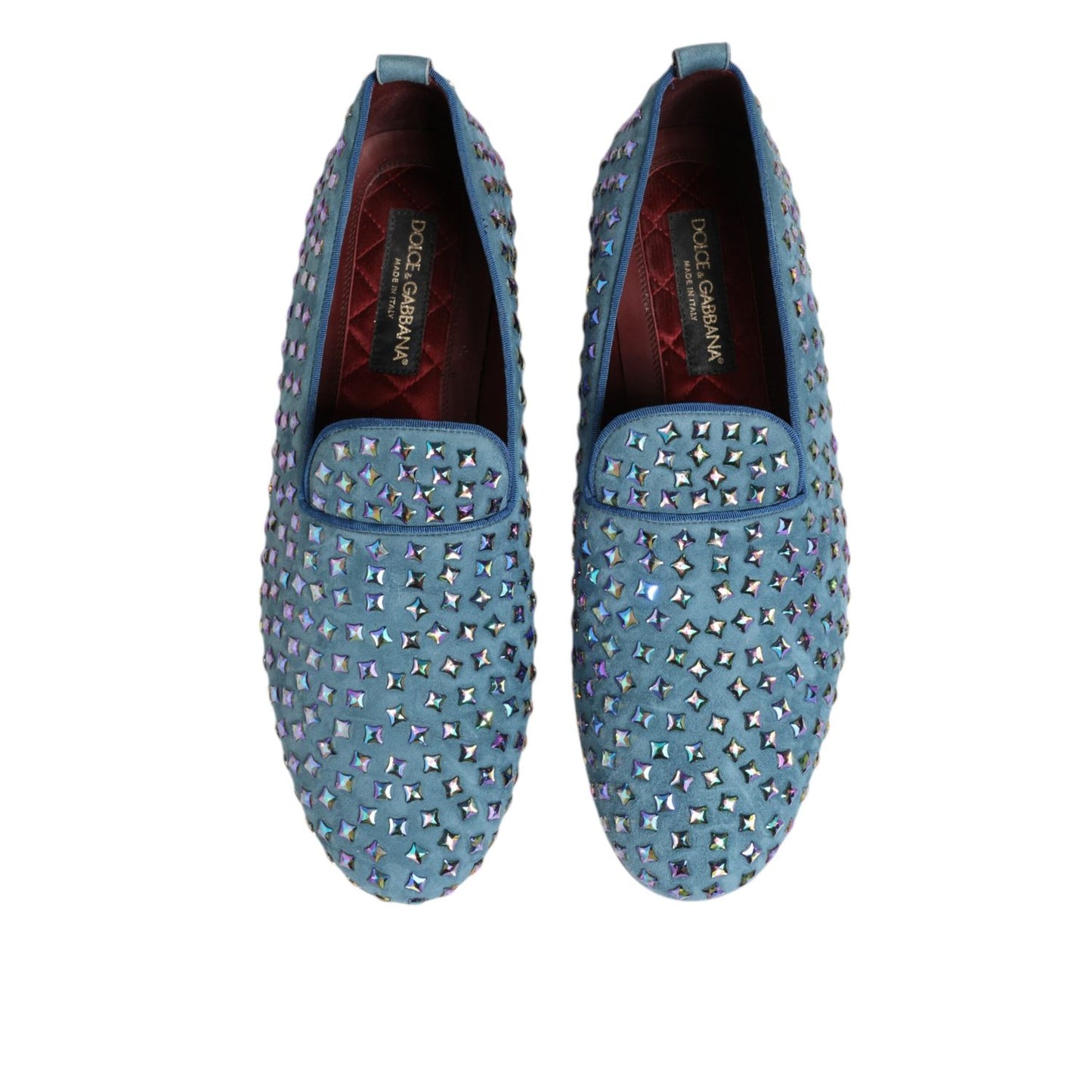 Dolce & Gabbana Blue Suede Studded Dress Men Loafers Shoes