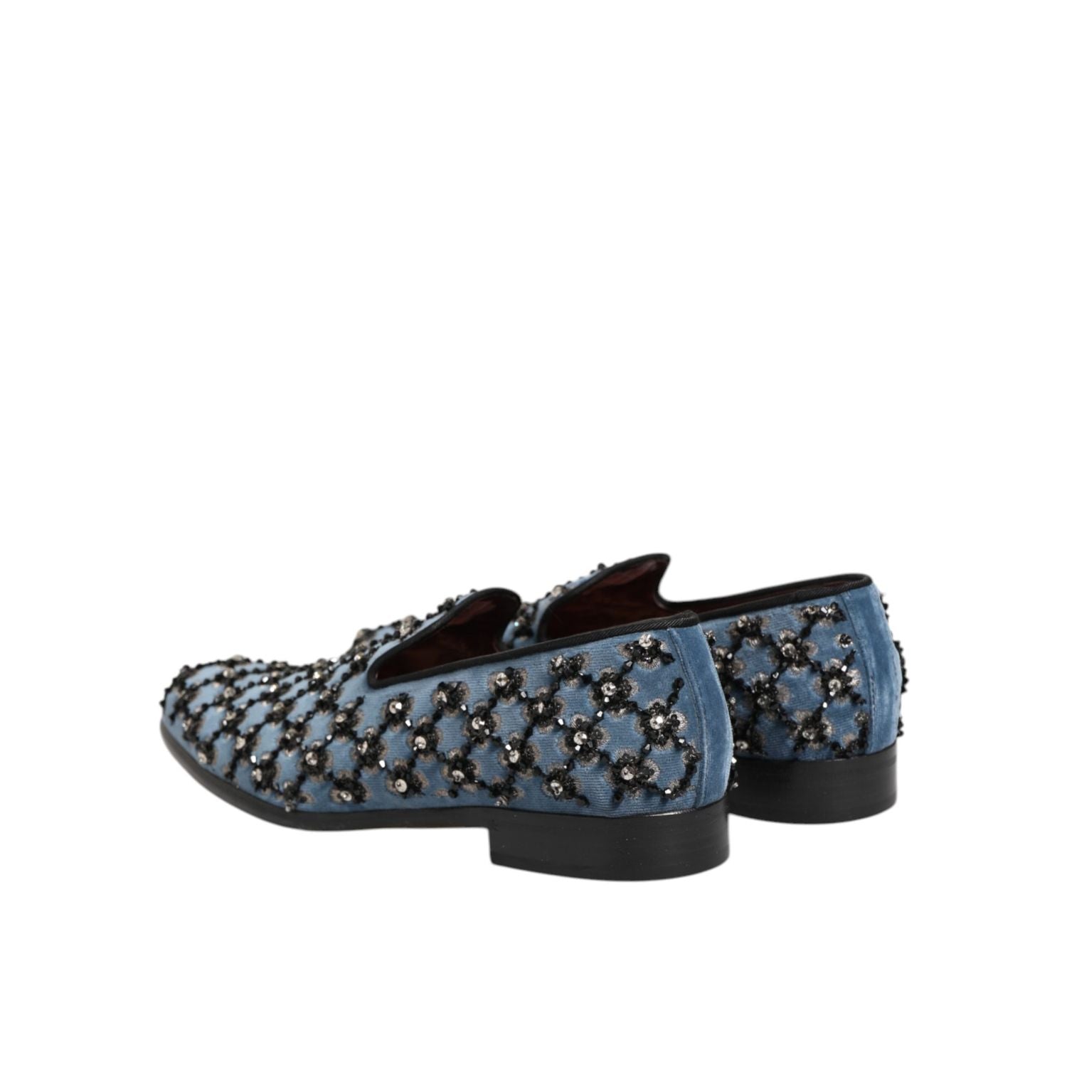 Dolce & Gabbana Blue Velvet Crystal Detailing Loafer Men Shoes