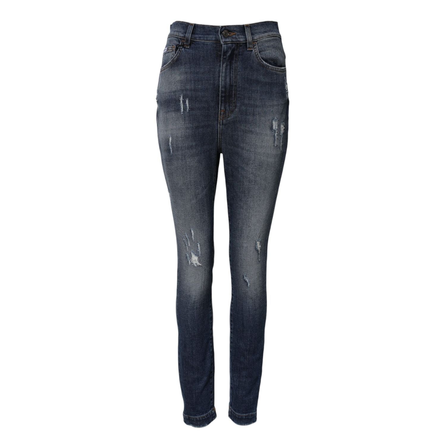 Dolce & Gabbana Blue Washed Cotton High Waisted Denim Jeans