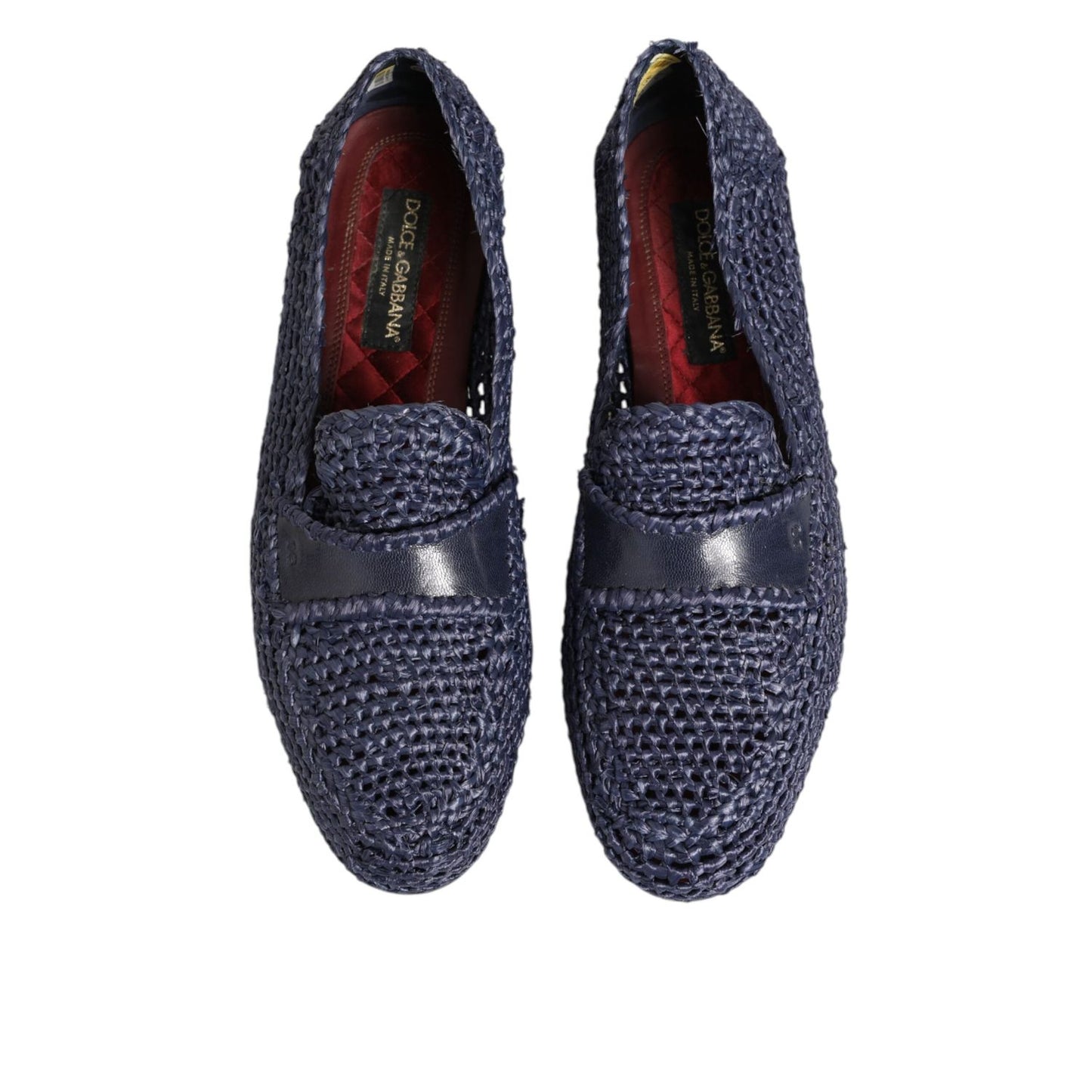 Dolce & Gabbana Blue Woven Leather Slip On Loafers Men Shoes