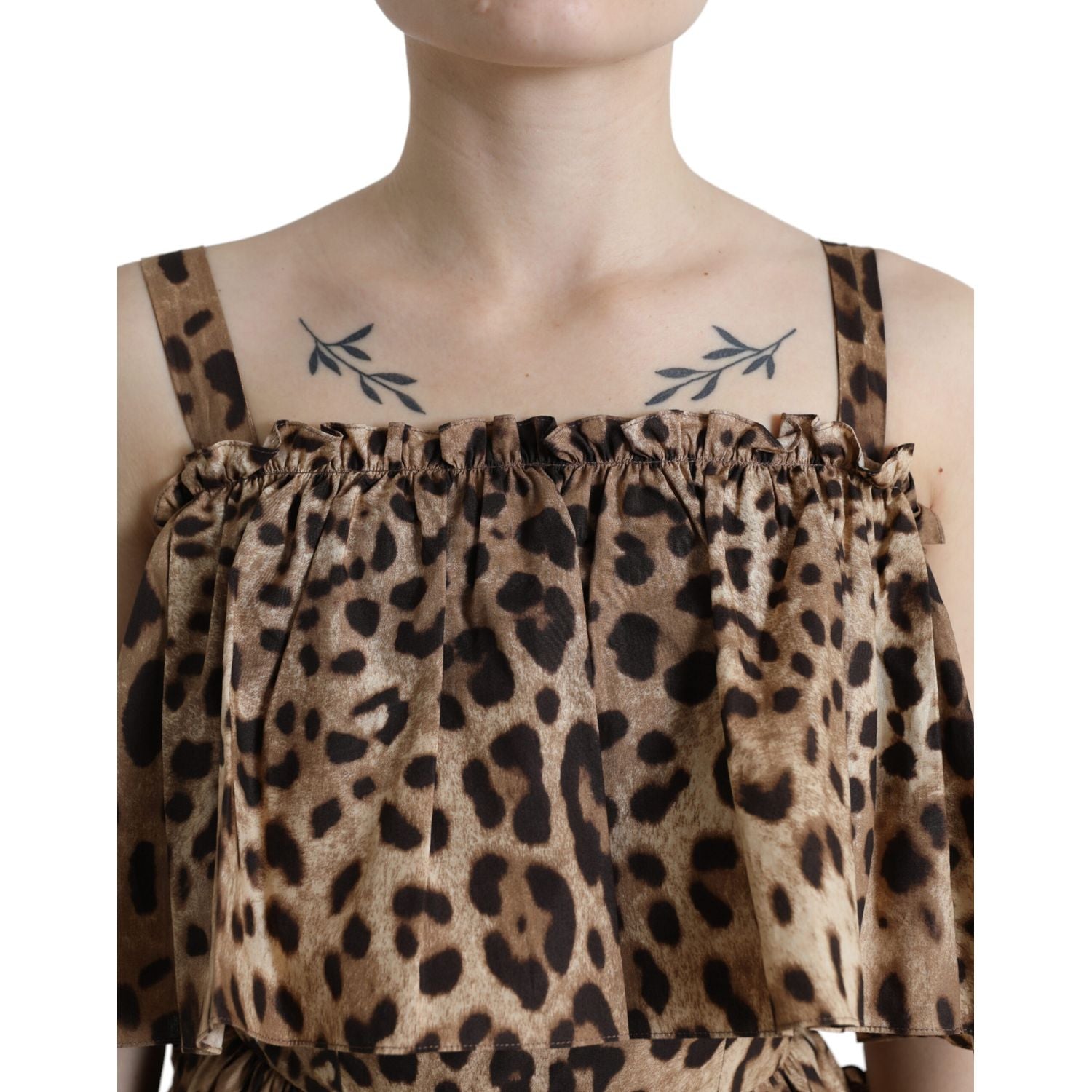 Dolce & Gabbana Brown Leopard Print Sleeveless A-line Dress