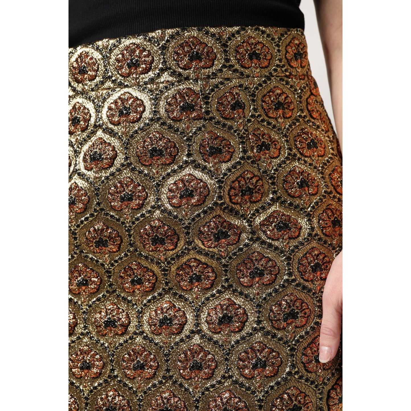 Dolce & Gabbana Brown Polyester Brocade A-line Mini Skirt