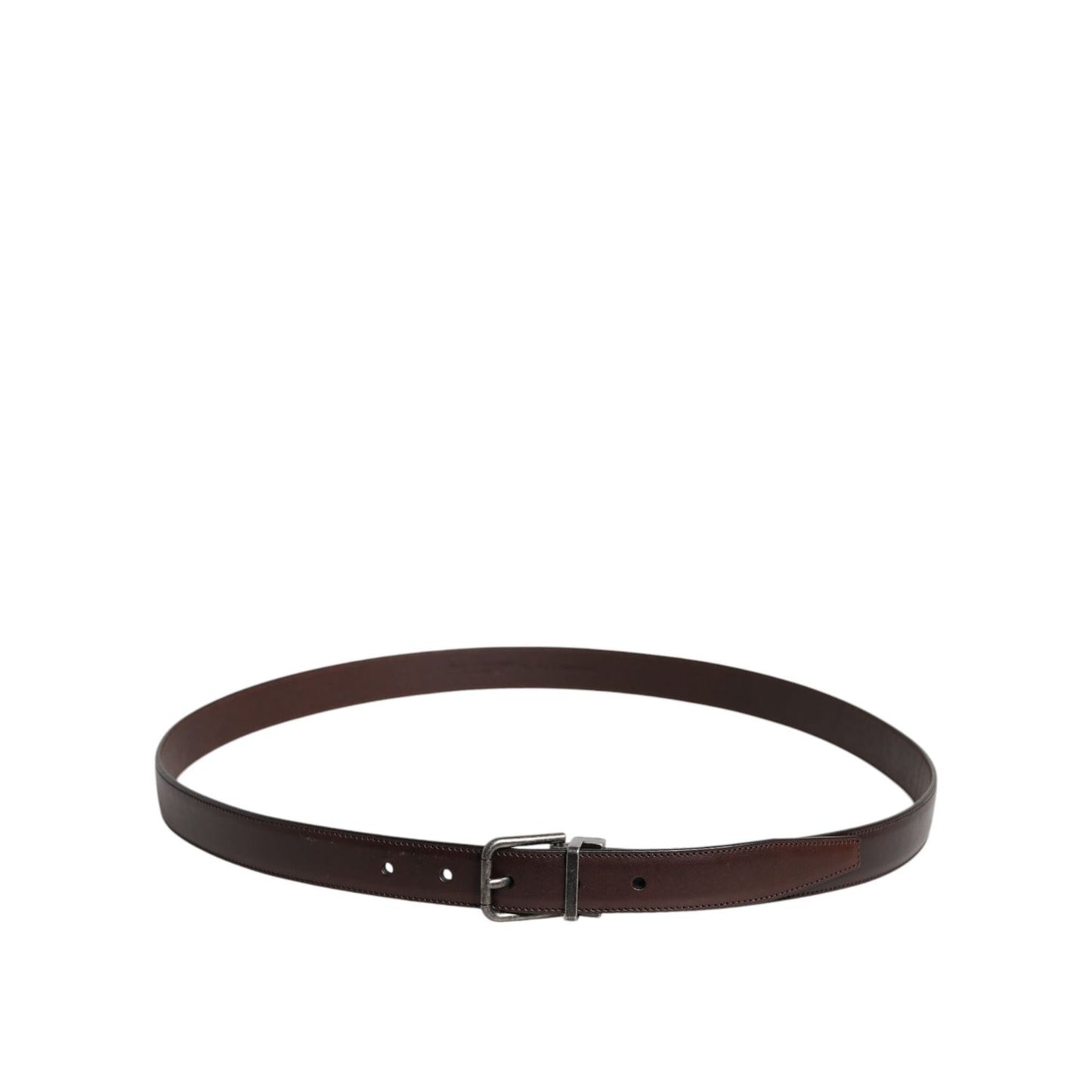 Dolce & Gabbana Dark Brown Leather Antique Silver Buckle Belt Dolce & Gabbana