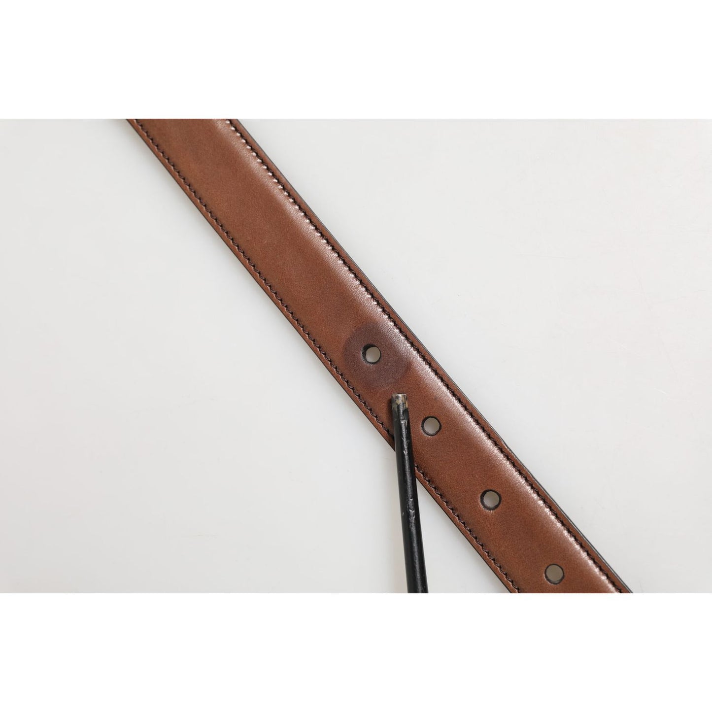 Dolce & Gabbana Dark Brown Leather Antique Silver Buckle Belt Dolce & Gabbana