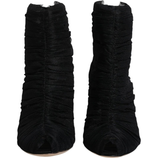 Dolce & Gabbana Dolce & Gabbana Black Mesh Stiletto Heels Ankle Boots Shoes LA12127-40