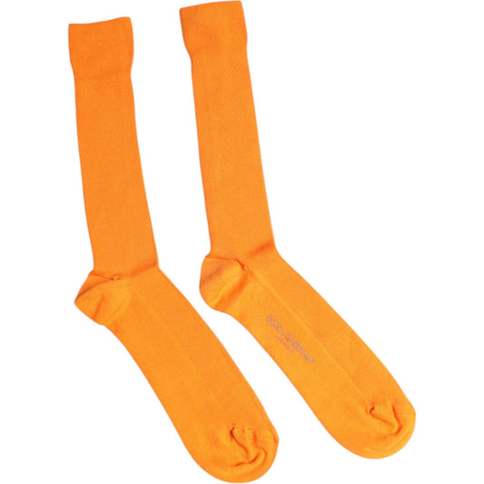 Dolce & GabbanaDolce & Gabbana Orange Cotton Logo Over The Calf Socks1728,67345645728,Dolce & Gabbana,L,Material: 100% Cotton,Men,New with tags,Orange,Socks - Men - Accessories
