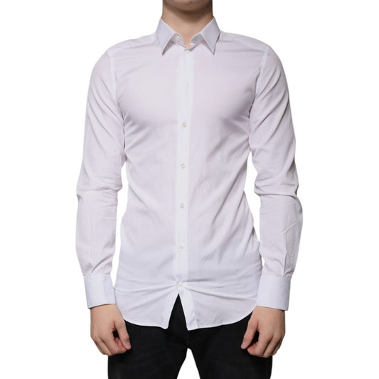 Dolce & Gabbana Dolce & Gabbana White Cotton Formal Men GOLD Dress Shirt C-39