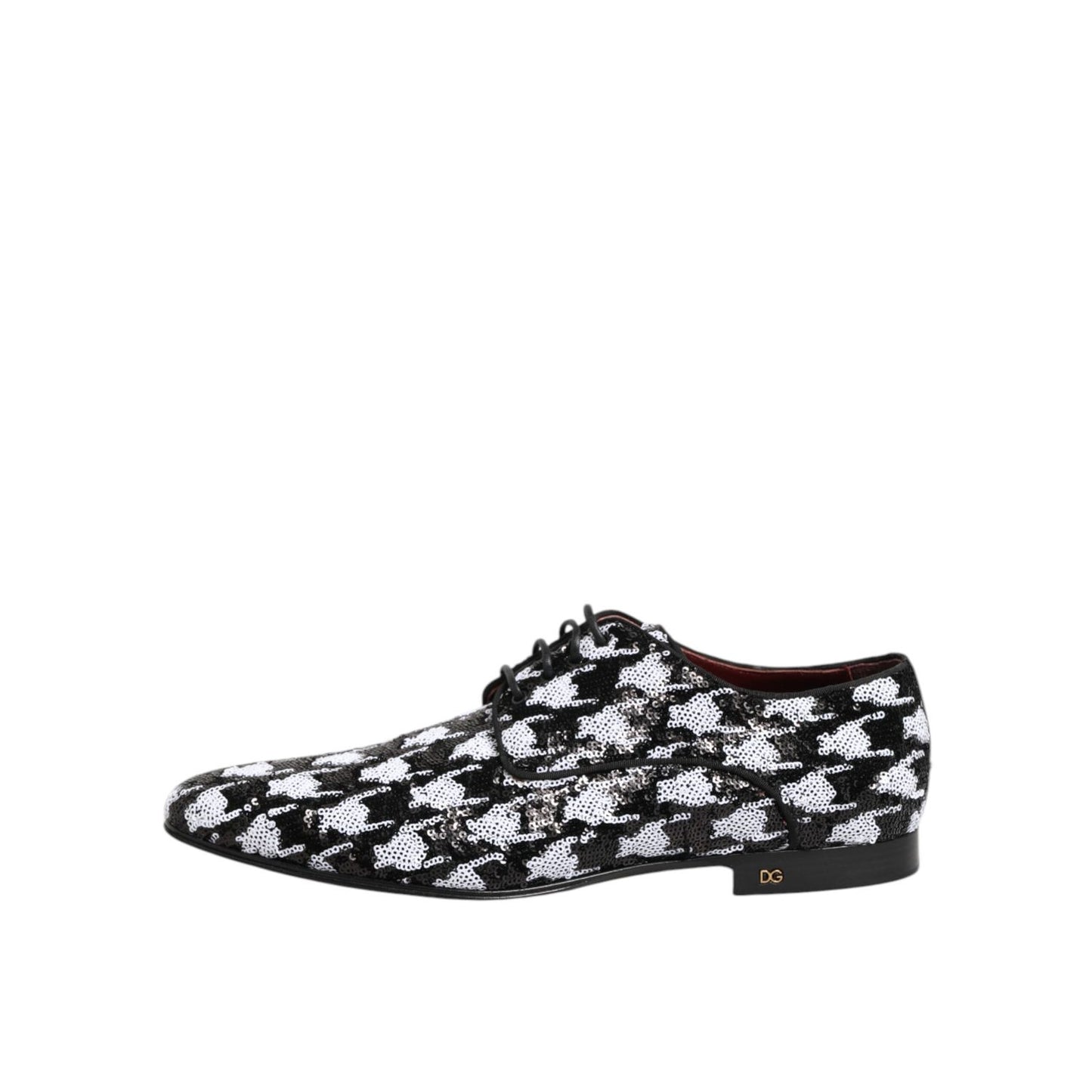 Dolce & Gabbana Dress Black White Sequined Lace Up Derby Shoes