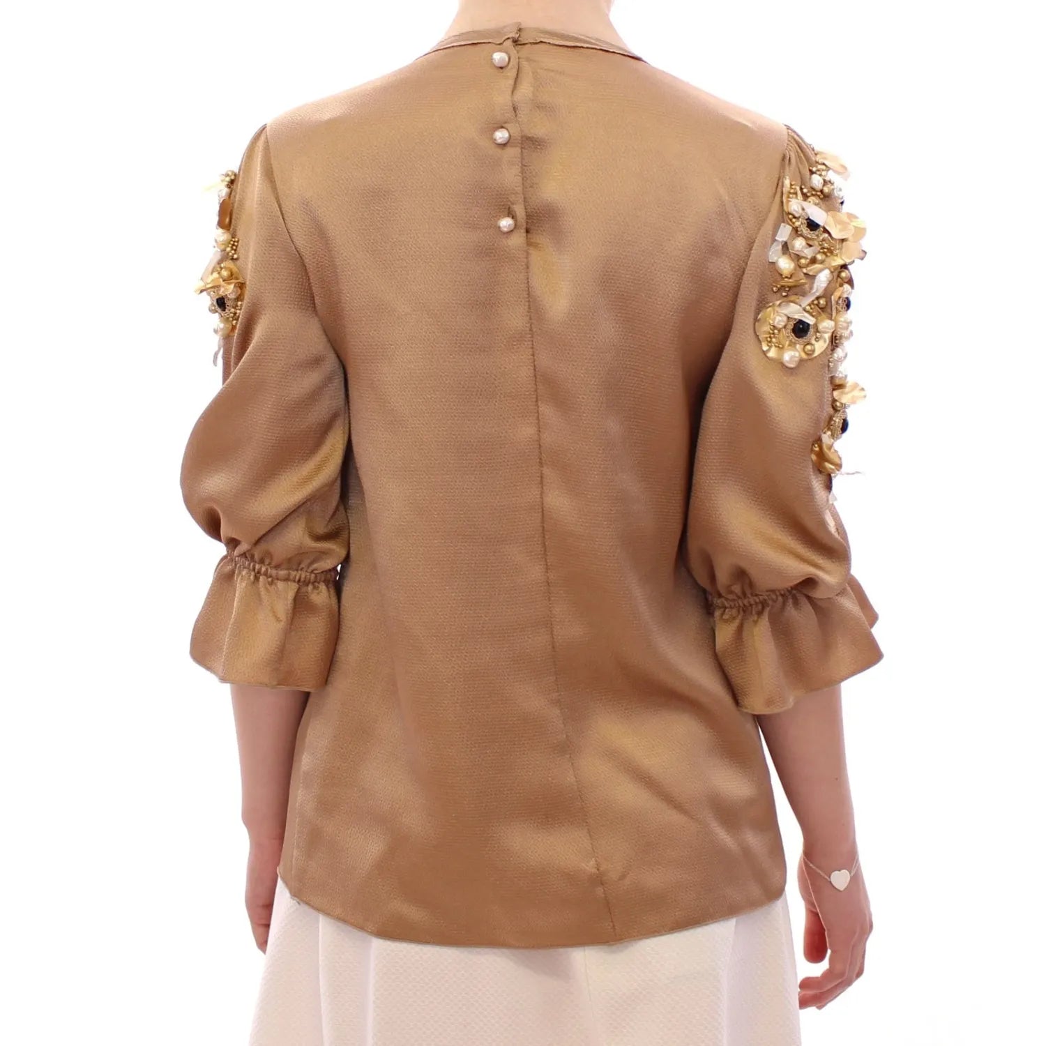 Dolce & Gabbana Gold SPECIAL Piece Runway Crystal Blouse