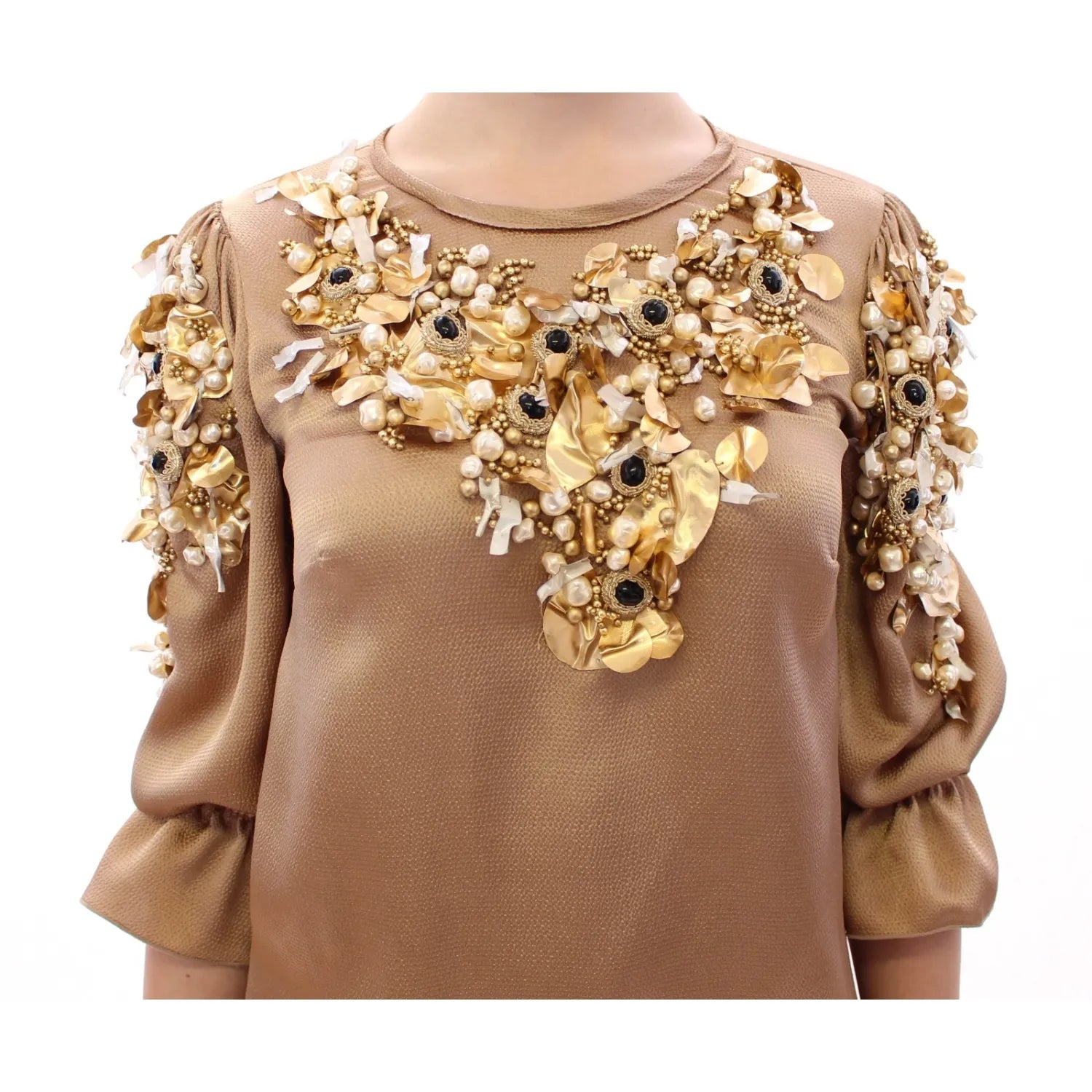 Dolce & Gabbana Gold SPECIAL Piece Runway Crystal Blouse
