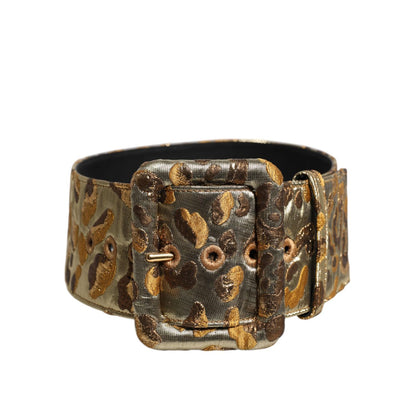 Dolce & Gabbana Gold Spotted Jacquard Fabric Wide Waist Belt
