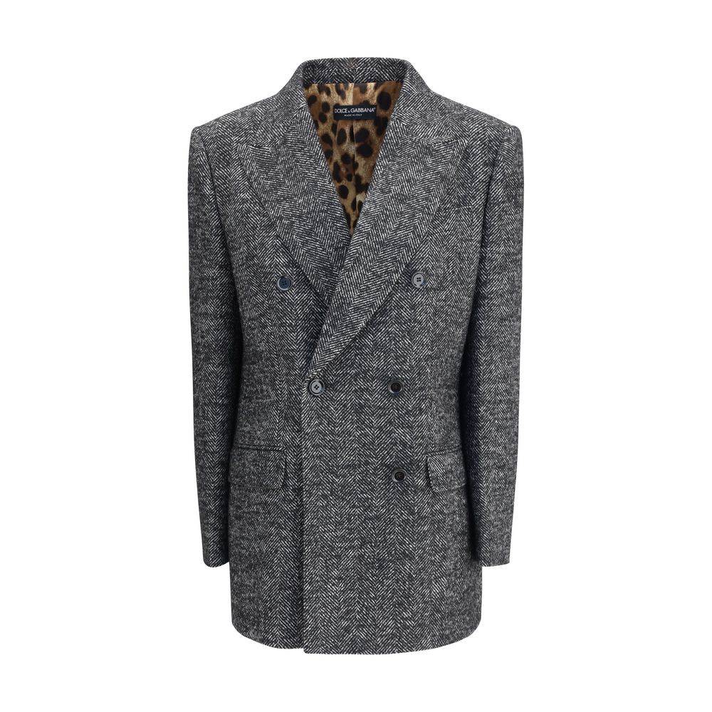Dolce & Gabbana Gray Fleece Wool Blazer