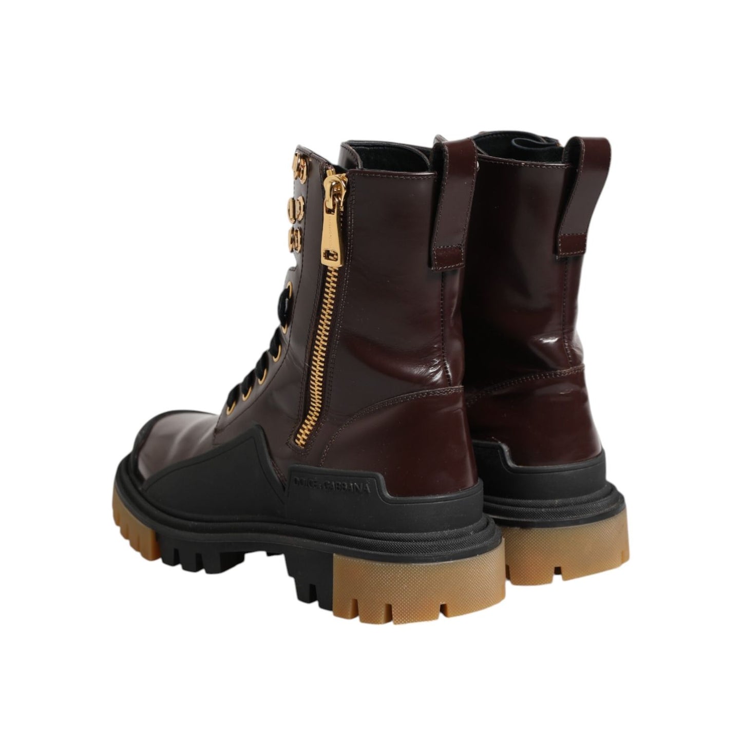 Dolce & Gabbana Maroon Leather Mid Calf Biker Boots Shoes Dolce & Gabbana